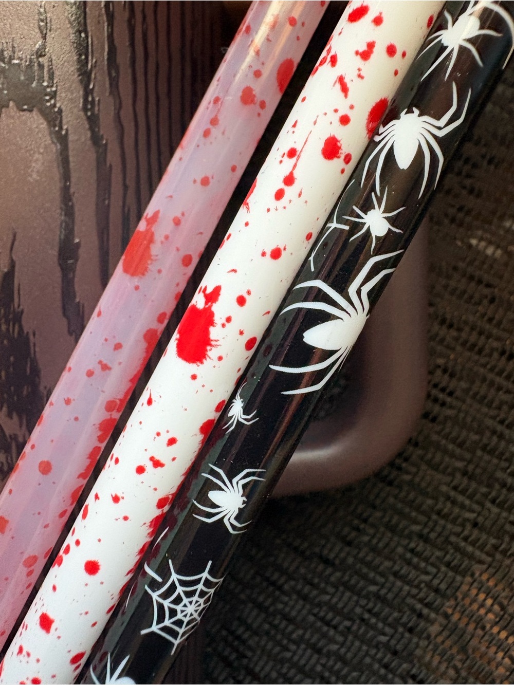 Color changing blood & spider print straw set for Stanley 40oz tumbler